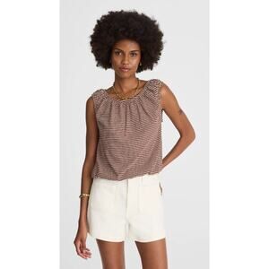 Madewell | NWT Bubble Tee in Henna Brown Cream Stripe | Sz S